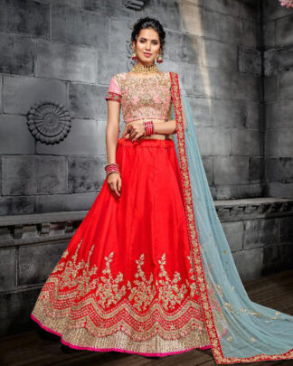 Butter Silk Bridal Lehenga Choli In Beige