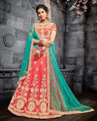 Bridal Shadow Silk Lehenga Choli In Pink