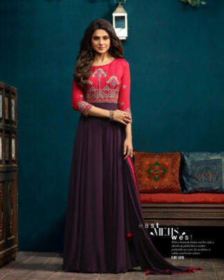 Silky Georgette Purple A Line Gown