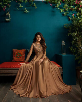 Silky Georgette Brown A Line Gown
