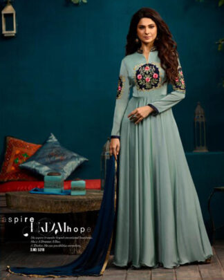 Light Blue Silky Georgette A Line Gown