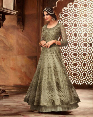 Light Green Anarkali Style Net Salwar Kameez