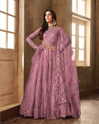 Pink Anarkali Style Net Salwar Kameez
