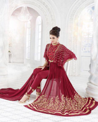 Red Pakistani Style Georgette Salwar Kameez