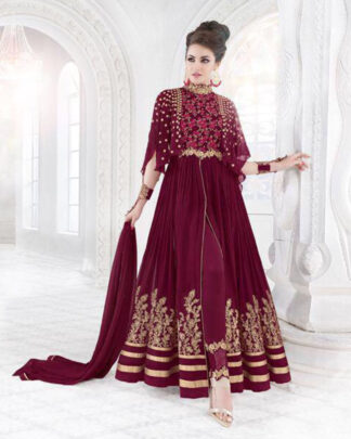 Maroon Pakistani Style Georgette Salwar Kameez