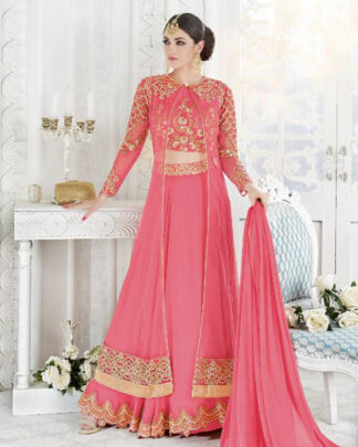Peach Pakistani Style Georgette Salwar Kameez