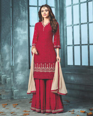 Red Pakistani Style Georgette Salwar Kameez