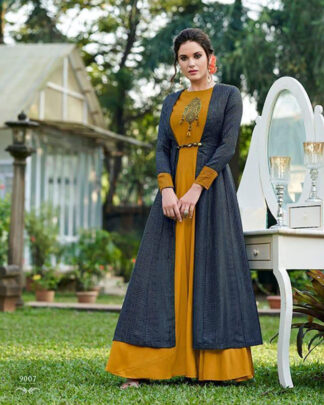 A Line Tusser Silk Mustard Gown