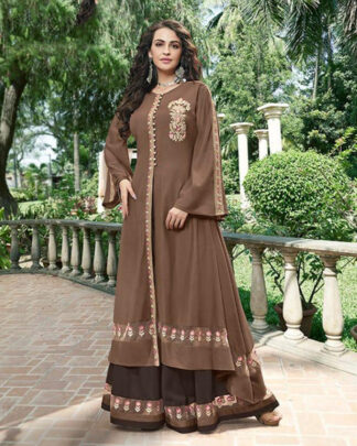 Dyed Brown A Line Gown