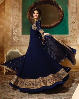 Navy Anarkali Style Georgette Salwar Kameez