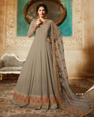 Gray Anarkali Style Georgette Salwar Kameez