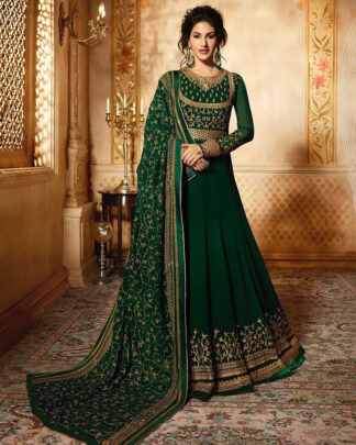 Green Anarkali Style Georgette Salwar Kameez