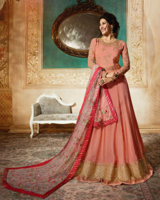 Peach Anarkali Style Georgette Salwar Kameez