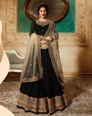 Black Anarkali Style Georgette Salwar Kameez