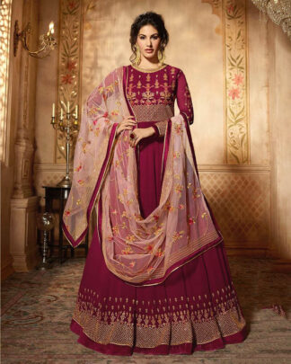 Dark Pink Anarkali Style Georgette Salwar Kameez