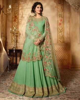 Green Anarkali Style Georgette Salwar Kameez