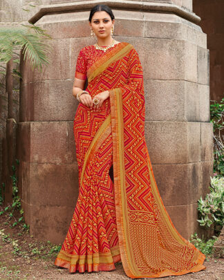 Multicolor Brasso Saree With Designer Raw Silk Blouse