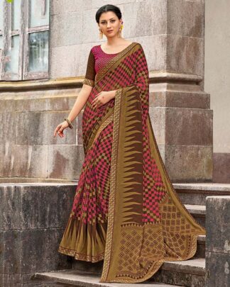 Multicolor Brasso Saree With Designer Raw Silk Blouse