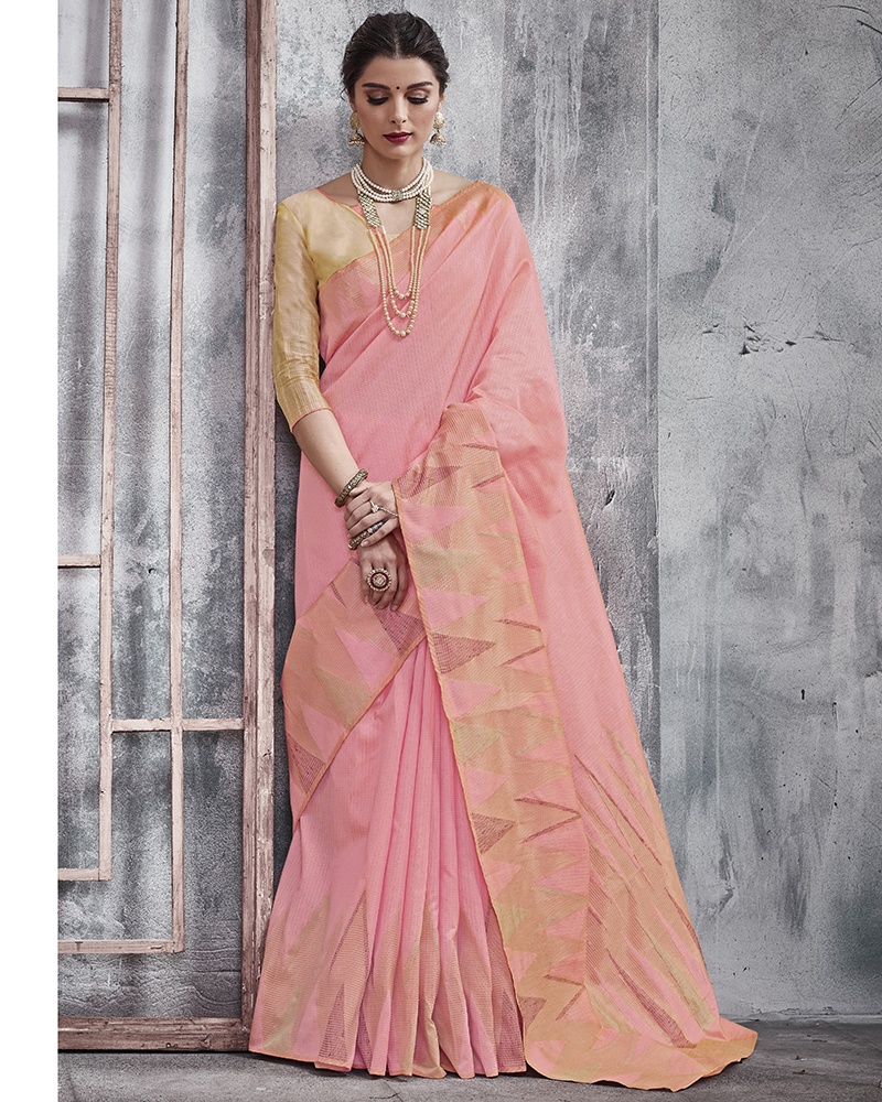 Pink Party And Reception Khadi Silk Saree