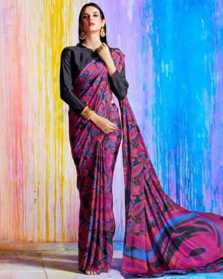 Pink Party And Reception Crepe Silk Saree