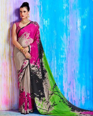 Multicolor Party And Reception Crepe Silk Saree