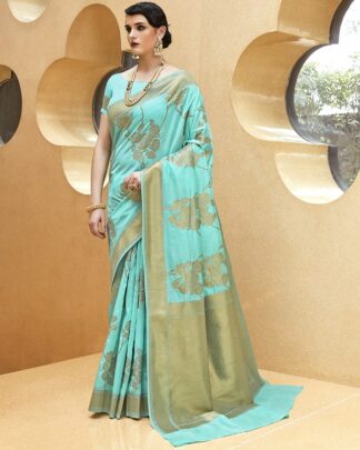 Light Blue Bridal Designer Silk Saree