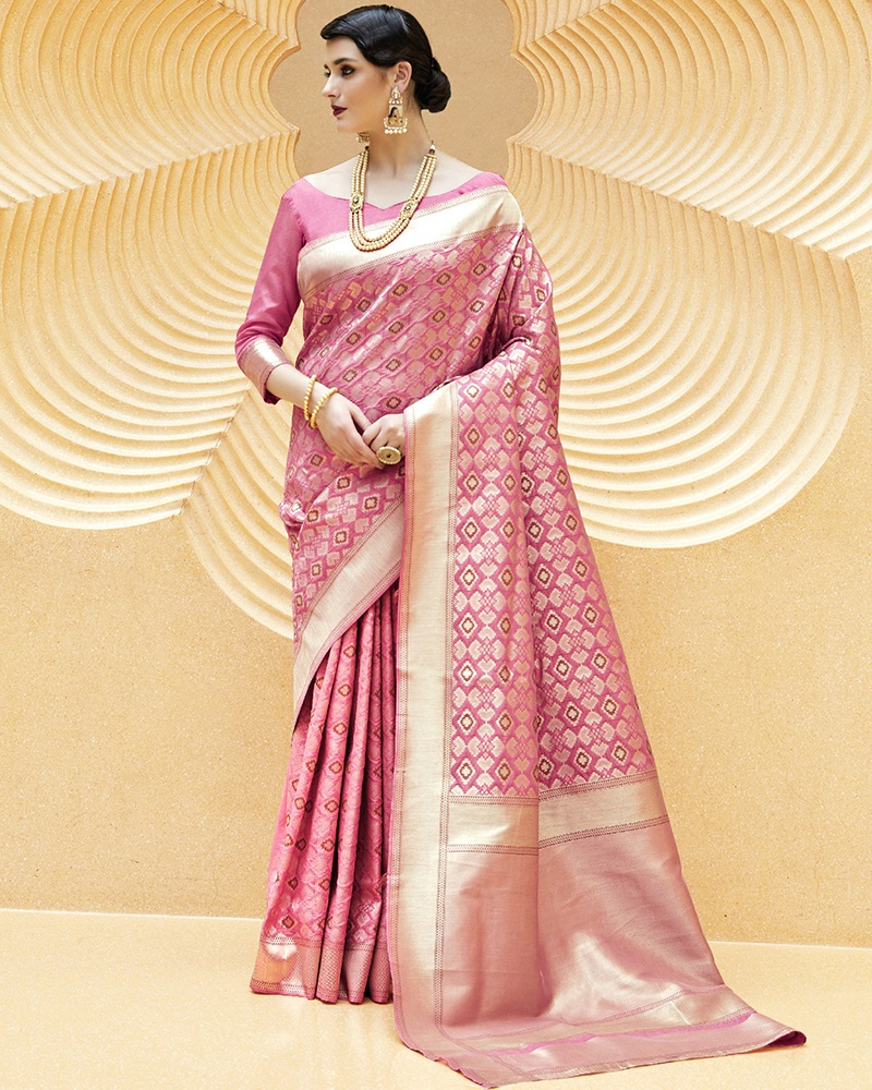 Pink Bridal Designer Silk Saree