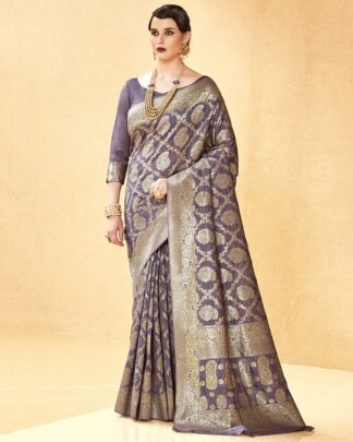Lavender Bridal Designer Silk Saree