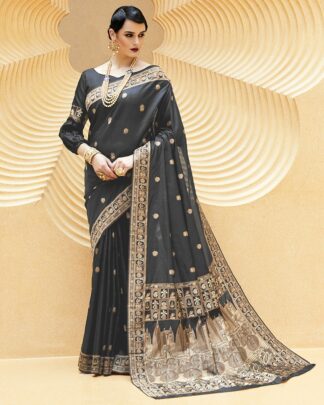 Black Bridal Designer Silk Saree