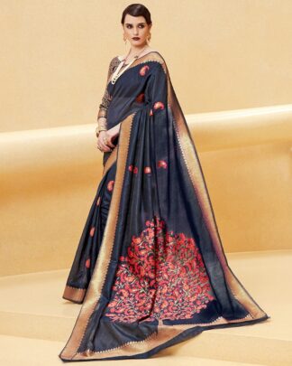 Navy Bridal Designer Silk Saree