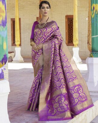 Lavender Designer Silk Saree