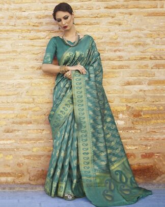Sea Green Designer Silk Saree