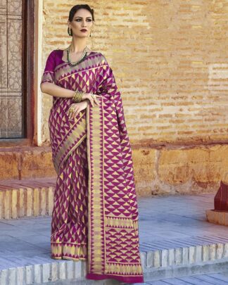 Dark Pink Traditional Silk Saree