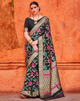 Black Bridal Designer Silk Saree