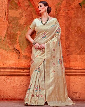 Beige Bridal Designer Silk Saree