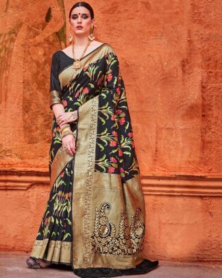 Black Bridal Designer Silk Saree