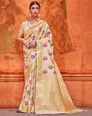 Beige Bridal Designer Silk Saree