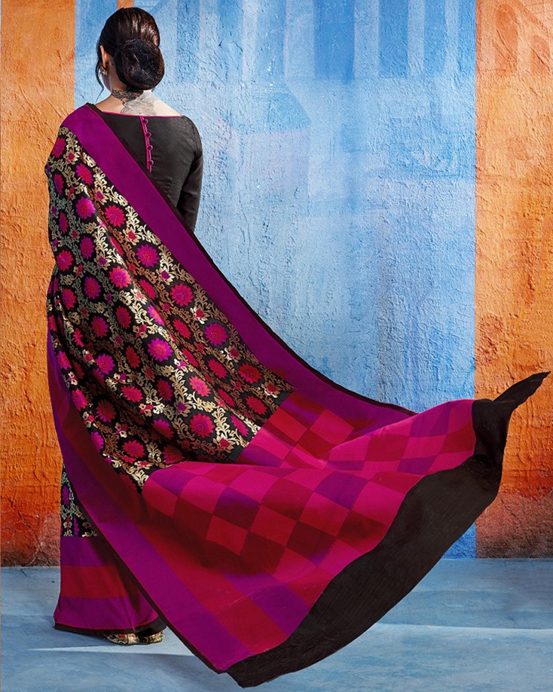 Multicolor Wedding Silk Saree - Image 2