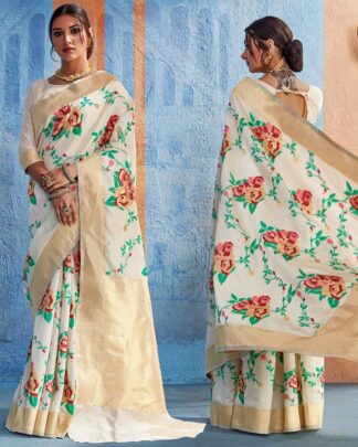 Beige Designer Wedding Silk Saree