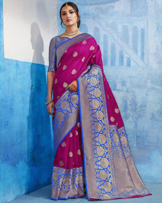 Wedding Dark Pink Designer Silk Saree