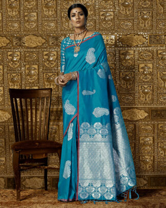 Light Blue Traditional Silk Saree