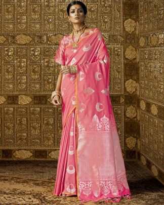 Peach Traditional Silk Saree