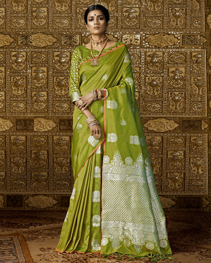 Light Green Traditional Silk Saree