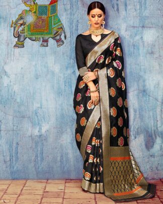 Black Designer Bridal Silk Saree