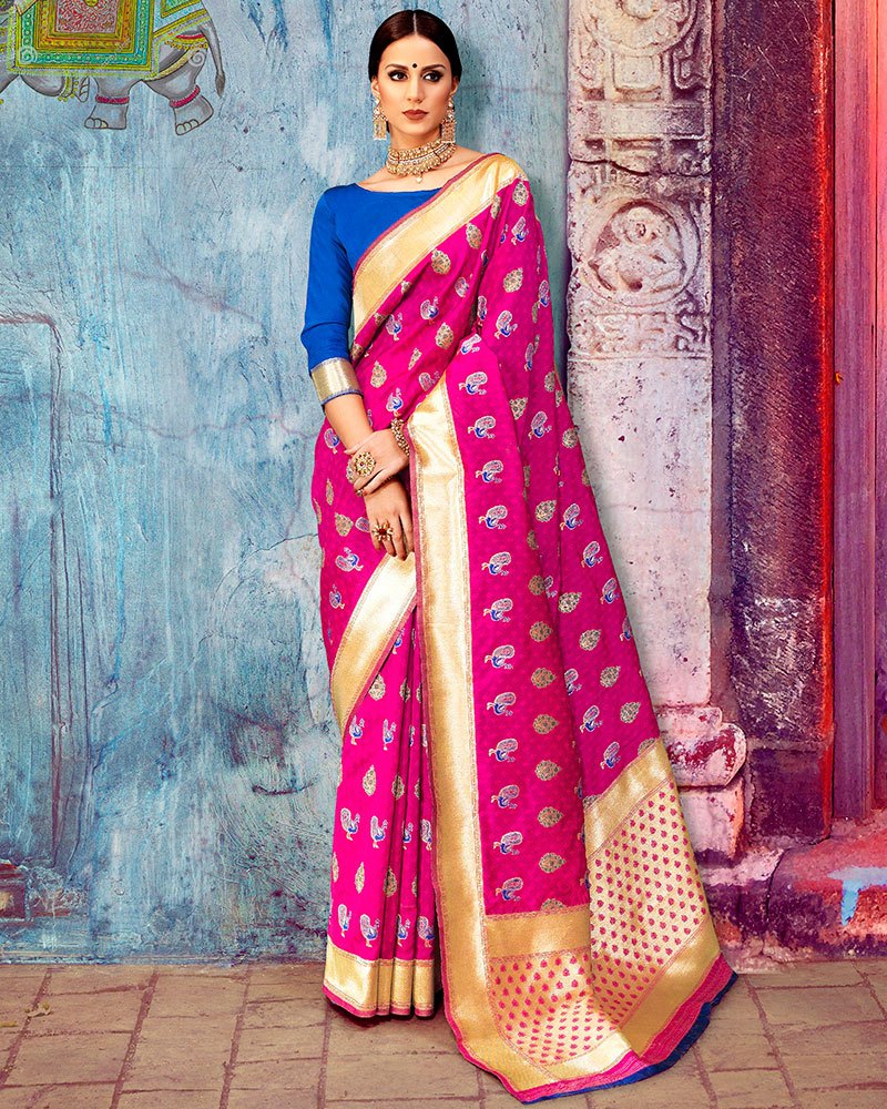 Pink Designer Bridal Silk Saree