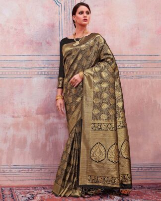 Gold Reception And Wedding Silk Saree