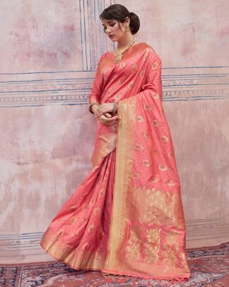 Peach Reception And Wedding Silk Saree