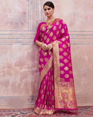 Magenta Reception And Wedding Silk Saree