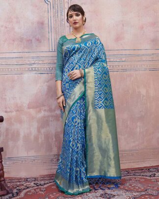 Light Blue Reception And Wedding Silk Saree