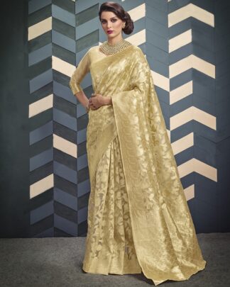 Yellow Designer Bridal Organza Silk Saree